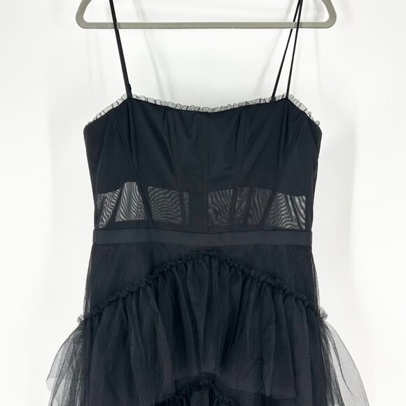 BCBGMaxAzria Corset Tiered Tulle Gown in Black - Picture 5 of 9